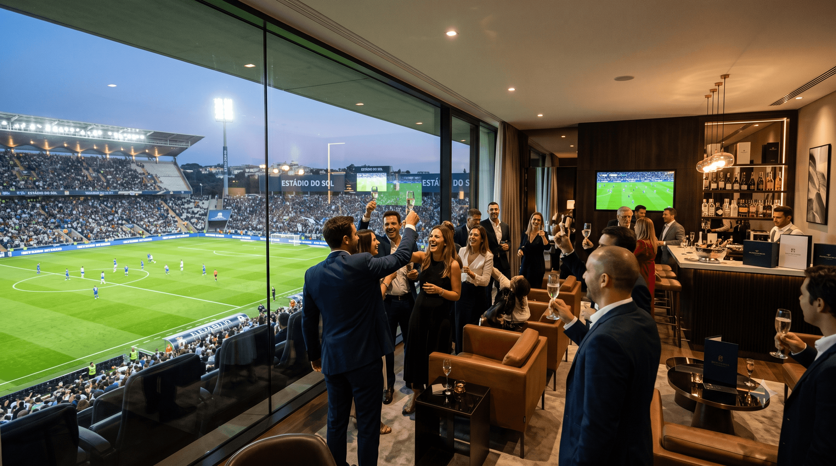 Premium matchday hospitality suite overlooking the pitch