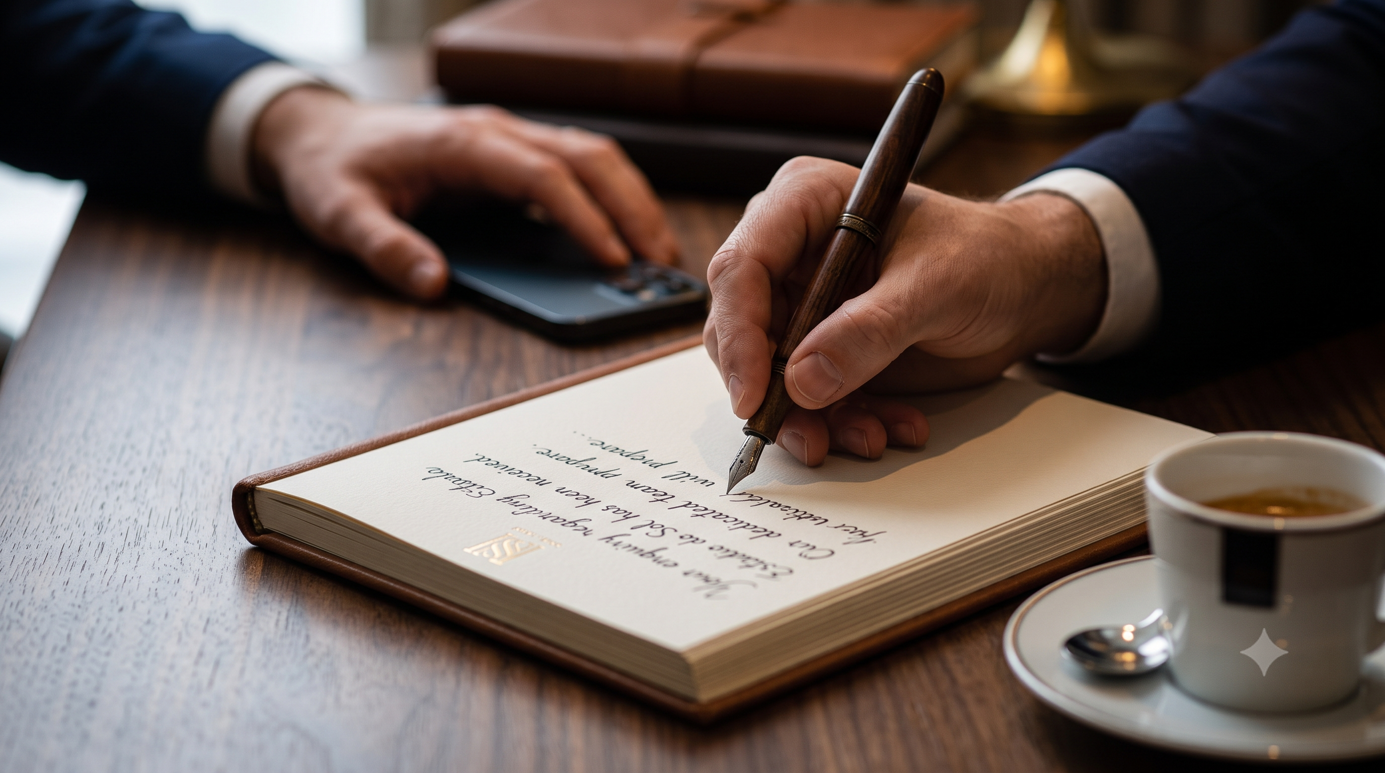 Concierge enquiry — fountain pen and notepad