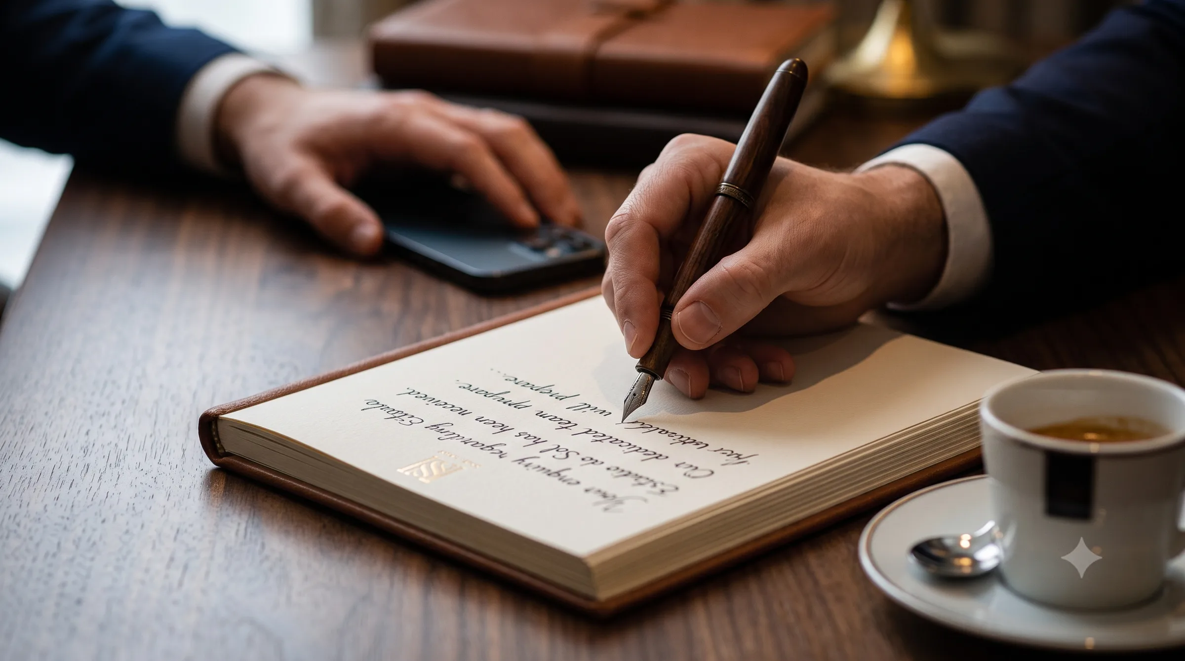 Concierge enquiry — fountain pen and notepad